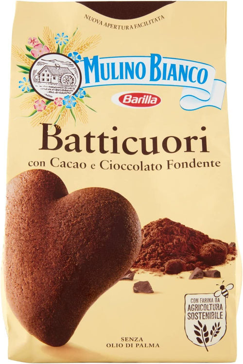 Mulino Bianco Biscotti Frollini Batticuori con Cacao e Cioccolato, Senza Olio di Palma, Colazione Ricca di Gusto, 350 g